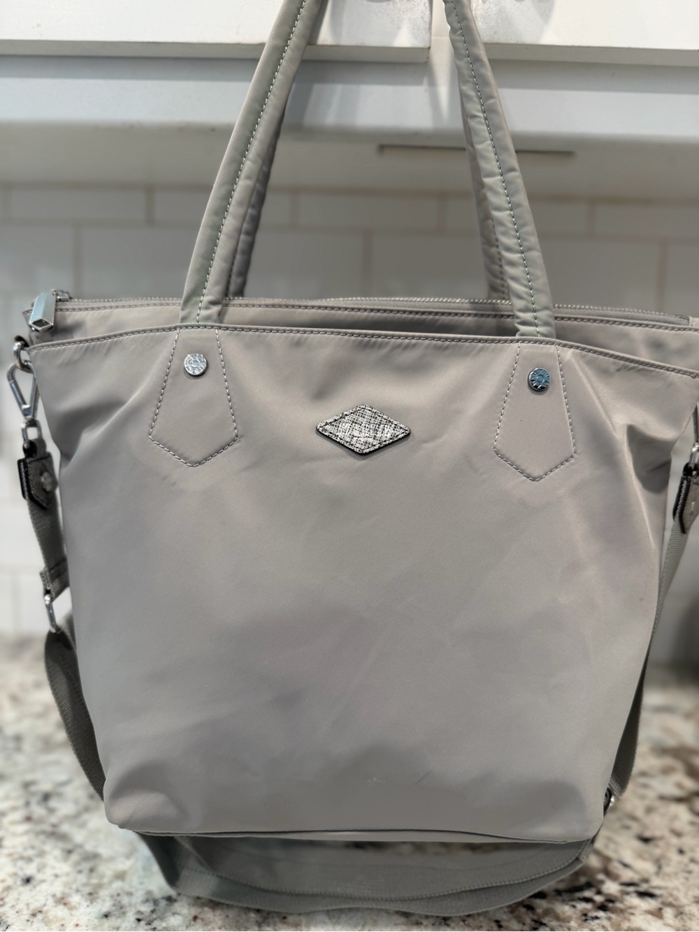 Light Gray Women’s Tote Bag with Convertible Strap - Picture 13 of 16